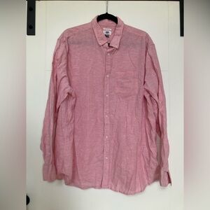 Old Navy Linen Blend Button Down Long Sleeve Shirt Men's Pink Casual Beach XXL